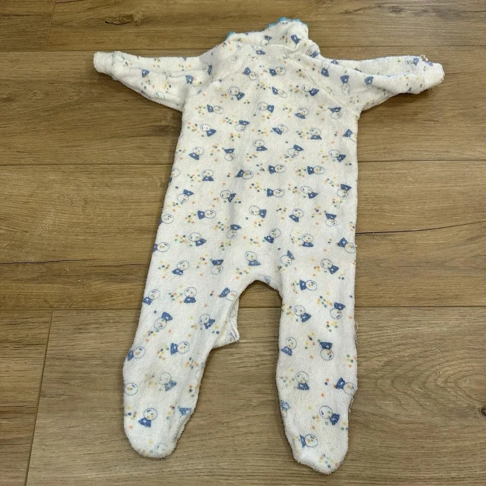 VTG (3) 90's Baby Infant Boy Sleepers Pajamas‎ 6-9 mos Blue Montgomery Ward